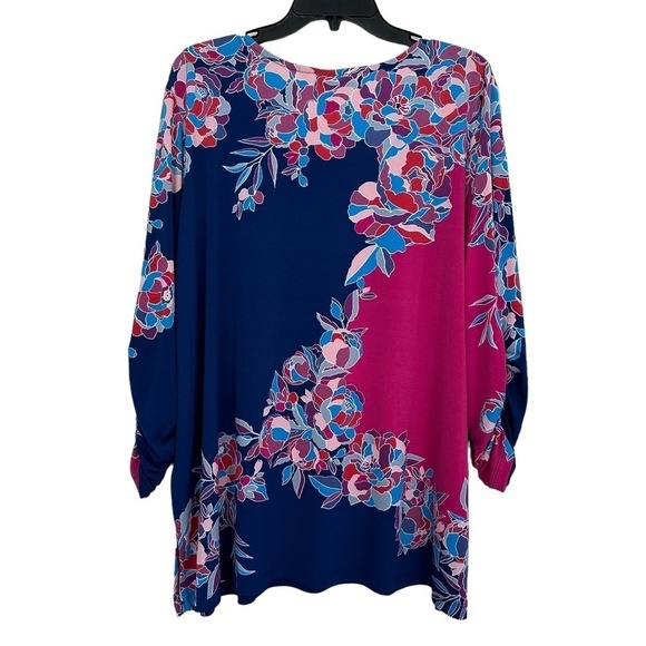 Susan Graver Women's Size Petite US 2XP Tunic Length  Floral Print Round Neck - Picture 15 of 16